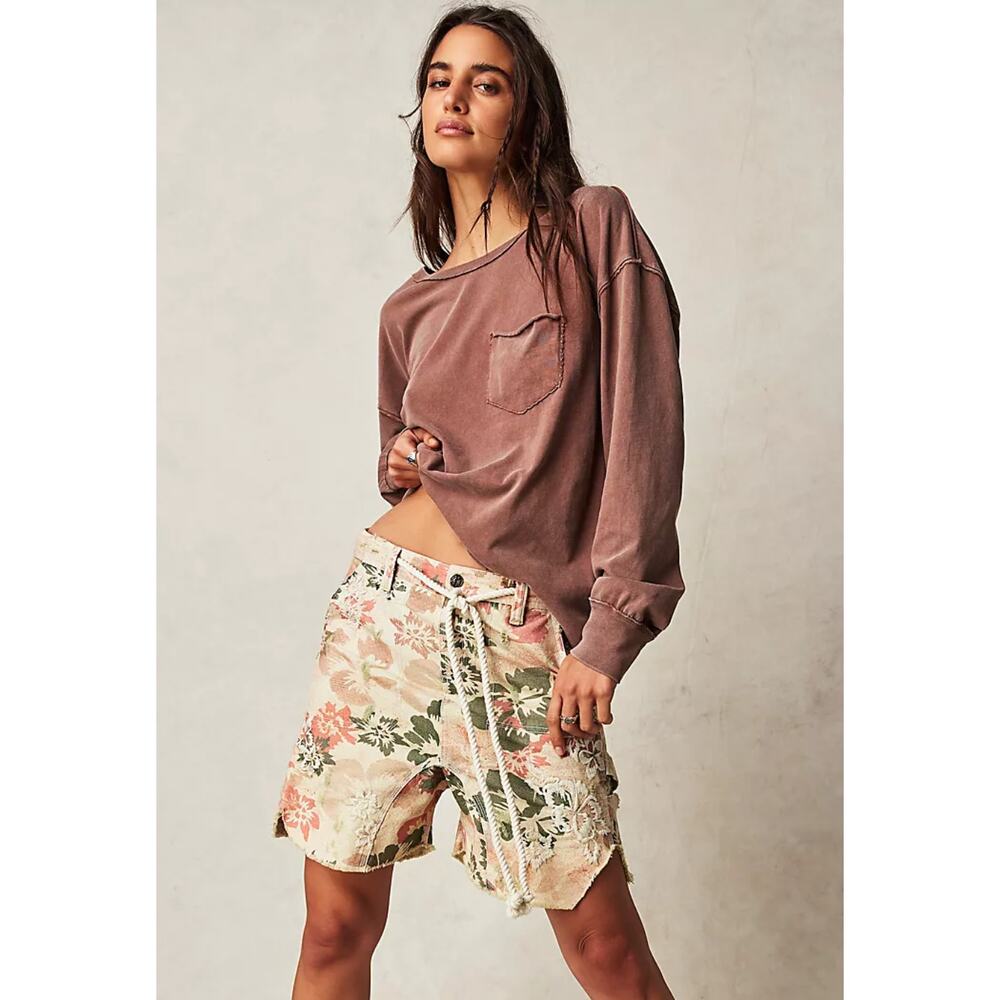 Free People Fade Into You Tee Umber Earth long sleeve